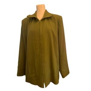 Leslie Stuart New York Vintage Wool Blend Olive Green Jacket, Women's Medium